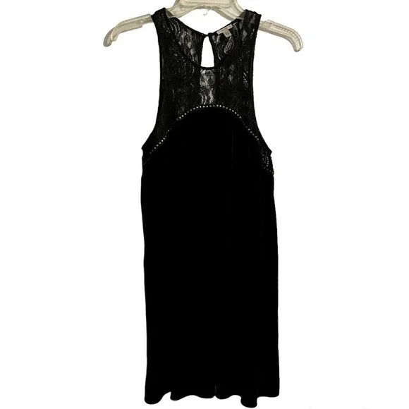 Urban Outfitters Ecote Womens Large Black Swing Dress Velvet Lace Studde… - Picture 3 of 7